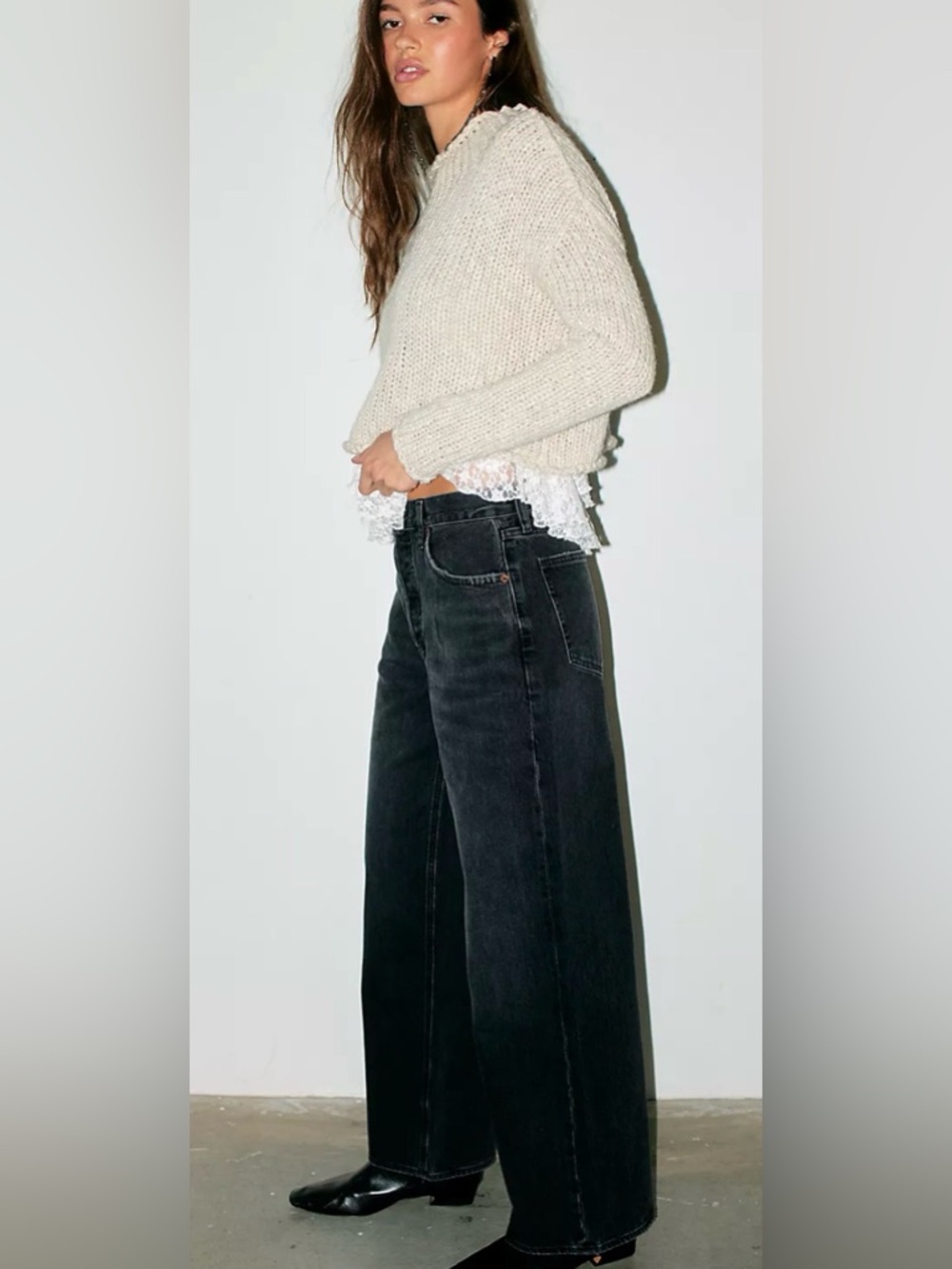 Free People AGOLDE Low slung Baggy Jeans. NWT. Ditch - Picture 3 of 5